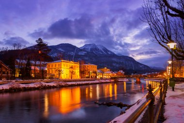 Spa resort bad Ischl Avusturya gün batımında