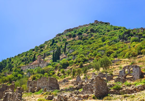 遗址旧镇在 mystras，希腊 — 图库照片