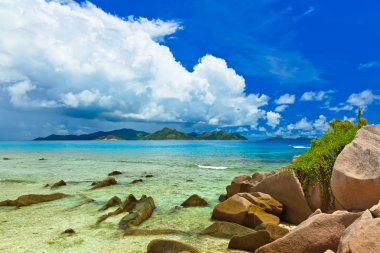 Tropical island at Seychelles clipart