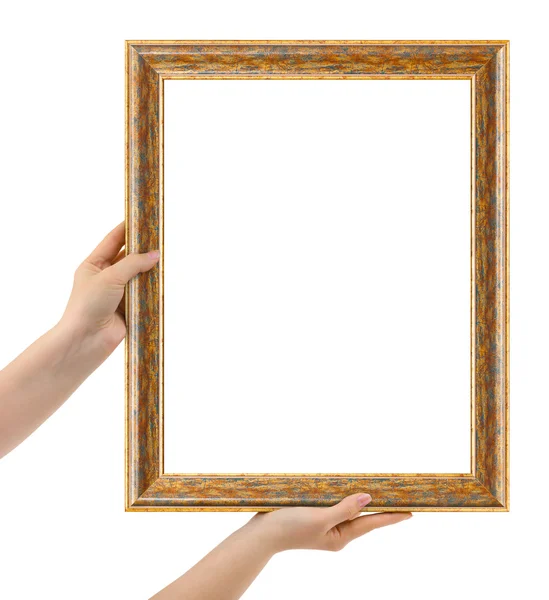 Frame in handen — Stockfoto