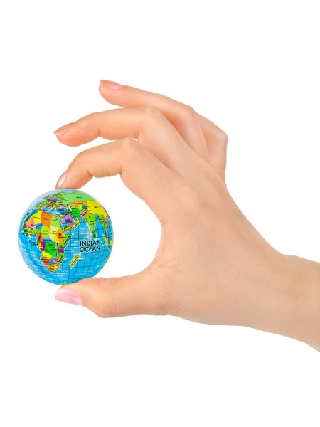 Hand met globe — Stockfoto