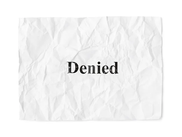 Crumpled paper Denied — Stock Photo, Image