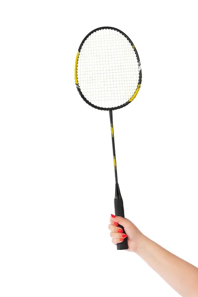 Hand met badminton racket — Stockfoto