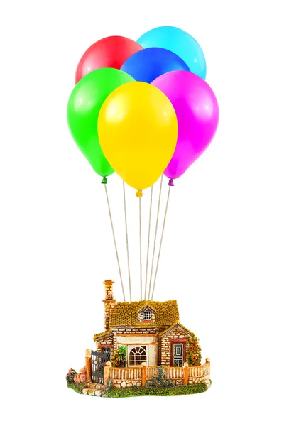 Lucht ballonnen en huis — Stockfoto