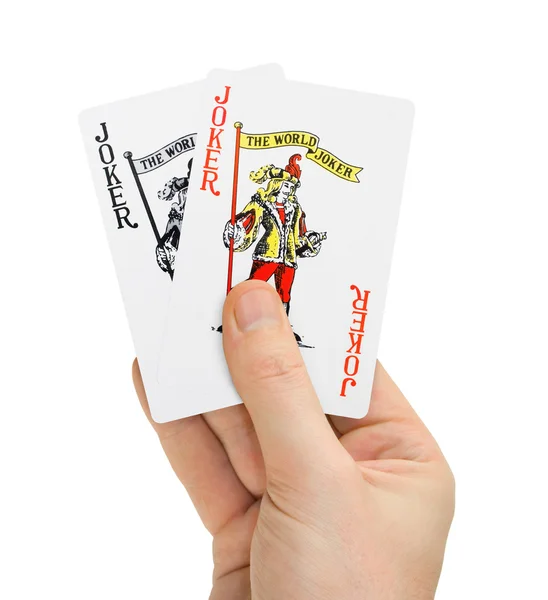 Hand with poker cards — Stock Photo, Image