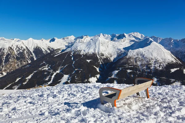 Bench at mountains ski resort Bad Gastein - Austria — Stock Photo, Image