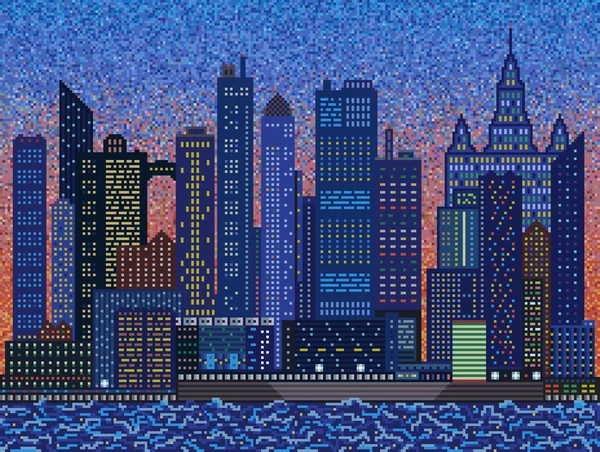 Abstract city on sunset - mosaic — Stock Photo, Image