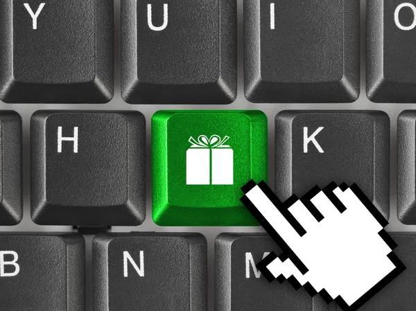 Computer keyboard with gift key — Stock Photo, Image