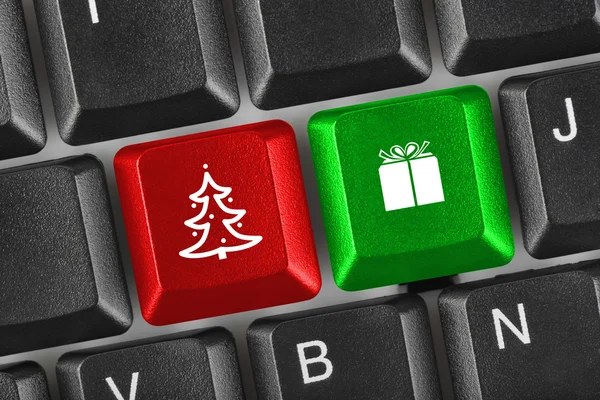 Teclado de computador com chaves de Natal — Fotografia de Stock