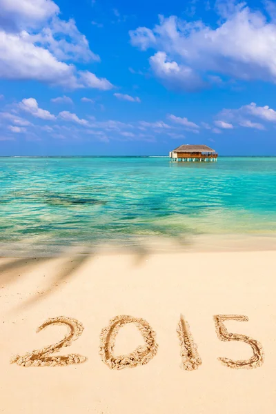 Számok 2015-re a beach — Stock Fotó