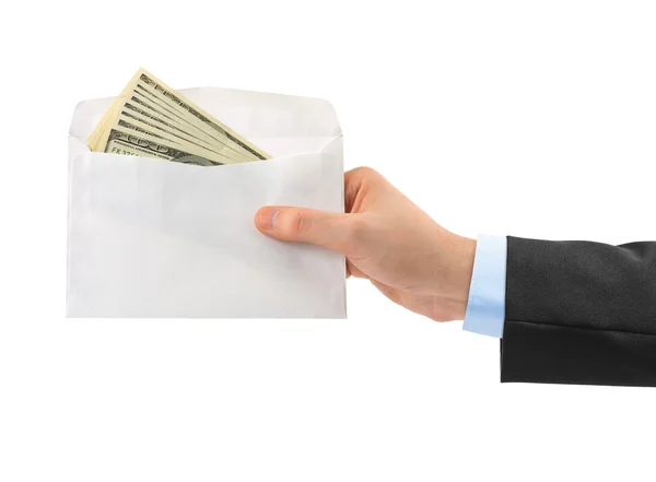 Hand and money in envelope — Stock Photo, Image