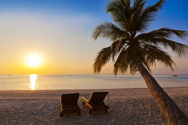 Sedie sulla spiaggia delle Maldive — Foto Stock