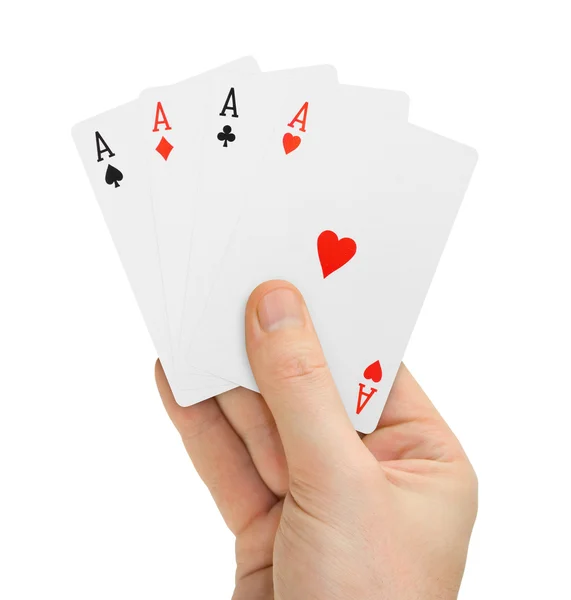 Hand with poker cards — Stock Photo, Image