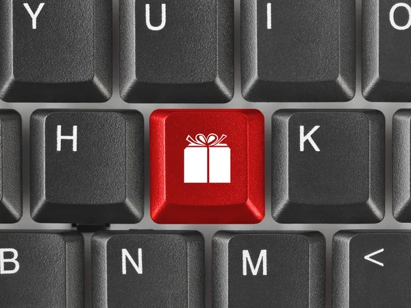 Computer keyboard with gift key — Stock Photo, Image