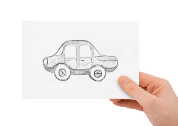 Mano con coche de dibujo — Foto de Stock