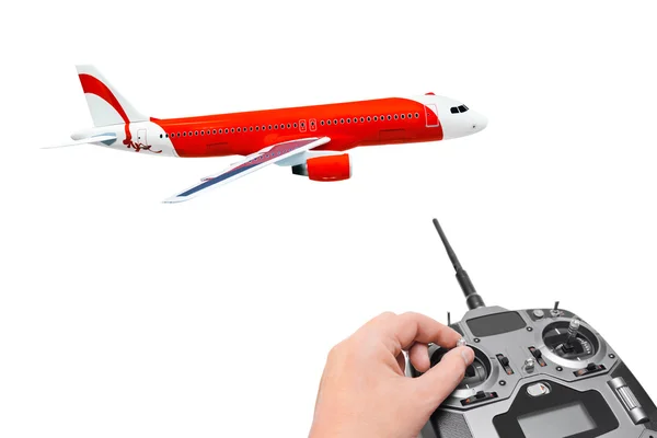 RC repülőgép és rádió távvezérlő — Stock Fotó