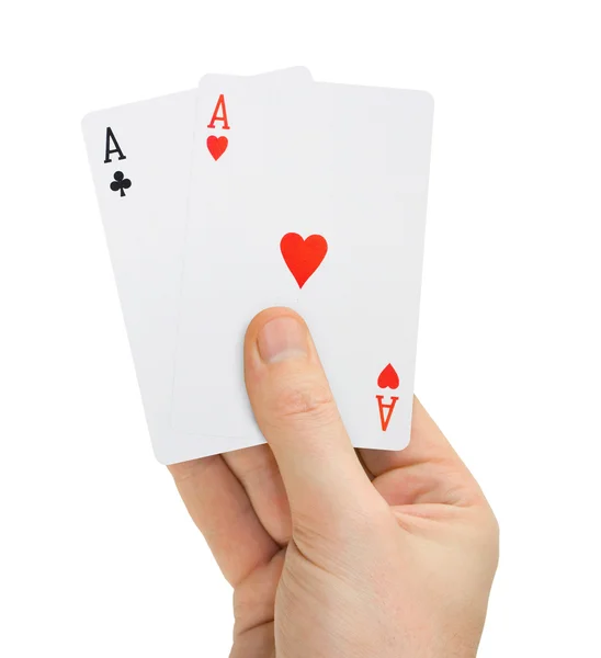 Hand with poker cards — Stock Photo, Image