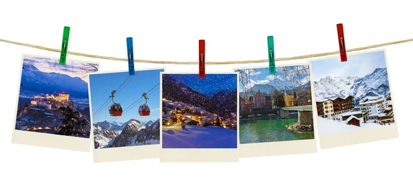 Austria mountains ski photography on clothespins — Stock Photo, Image