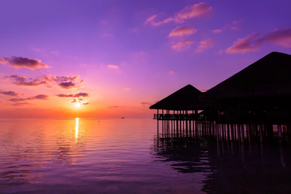 stock image Water cafe at sunset - Maldives