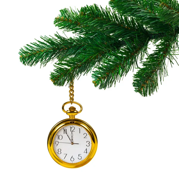 Árbol de Navidad y reloj — Foto de Stock