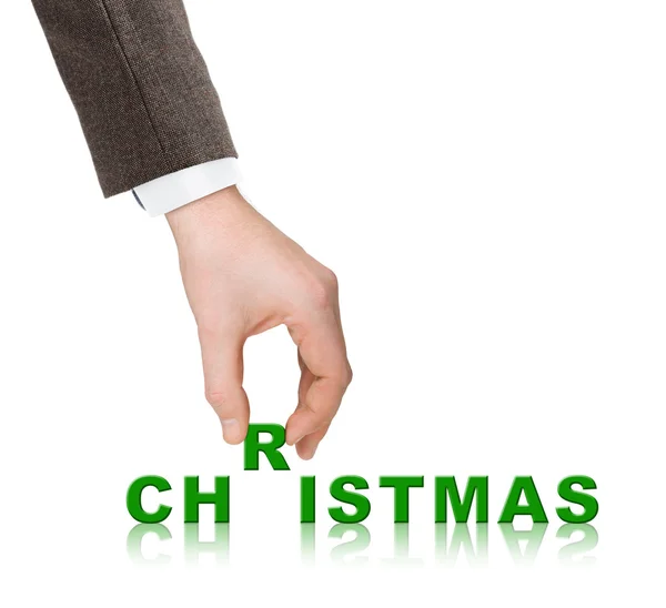 Hand and word Christmas — Stock Photo, Image