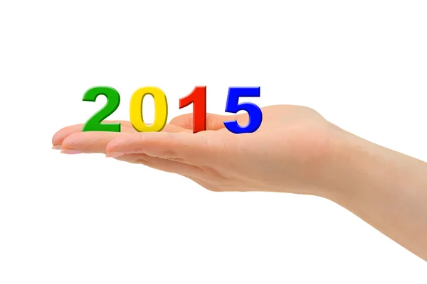 Numbers 2015 in hand — Stock Photo, Image