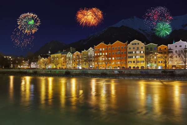 Ohňostroj v Rakousku Innsbruck — Stock fotografie