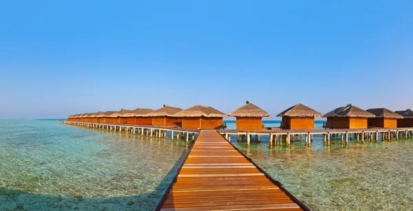 Bungalows on tropical Maldives island — Stock Photo, Image