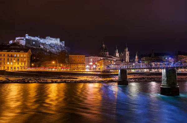 Salzburg Oostenrijk bij nacht — Stockfoto