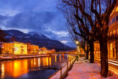 Spa resort bad Ischl Avusturya gün batımında