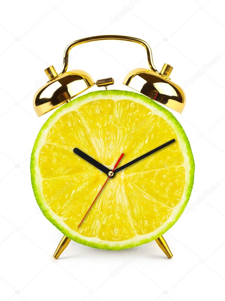 Clock made of fruit