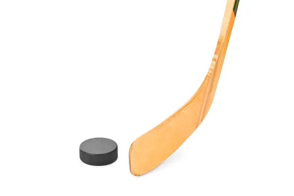 Eishockeyschläger und Puck — Stockfoto