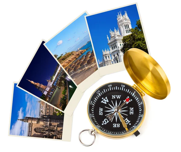 Spain travel images and compass (my photos) — Stock Photo, Image