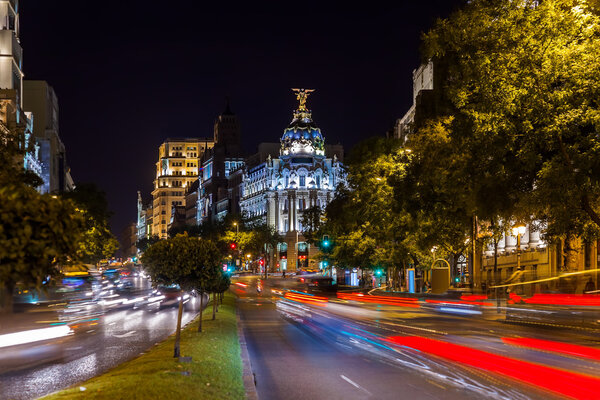 Streets of Madrid Spain at night