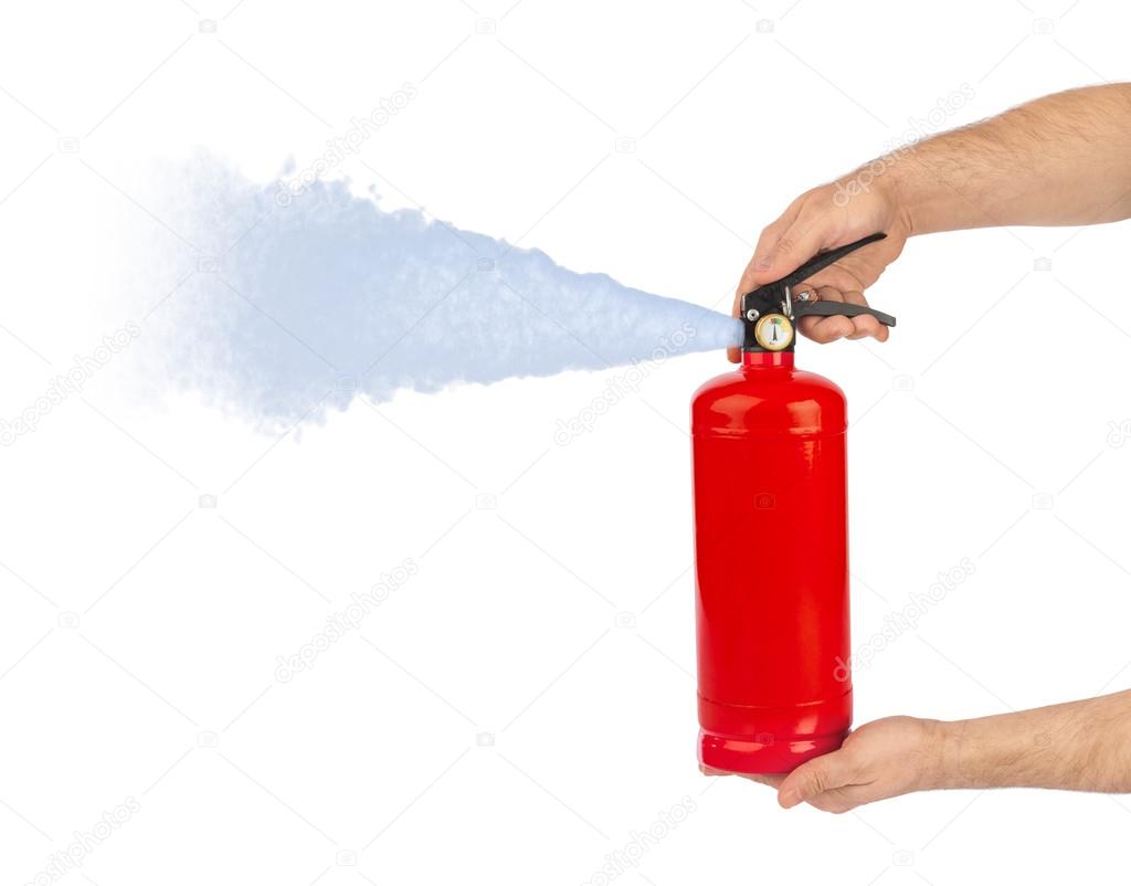 Hands with fire extinguisher