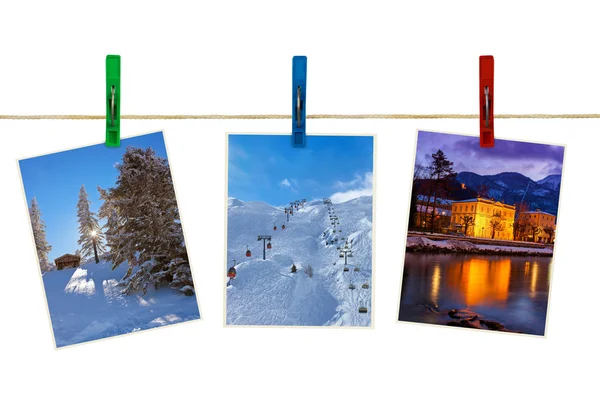 Austria mountains ski photography on clothespins — Stock Photo, Image