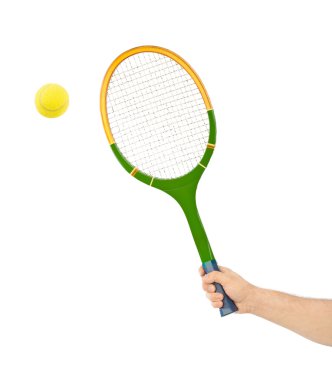 Tenis raket ve top ile el