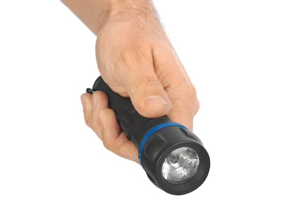 Flashlight in hand — Stock Photo, Image