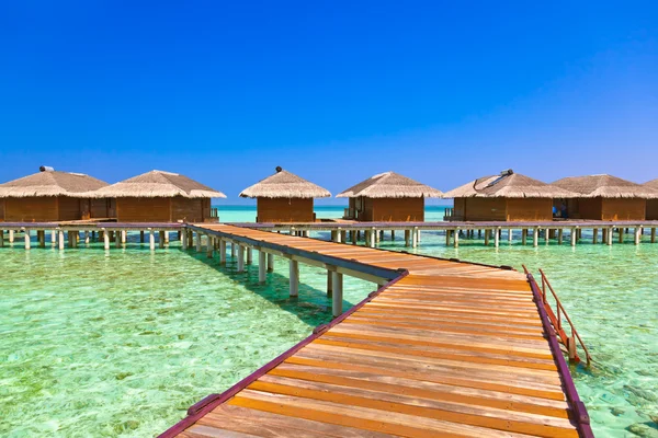 Bungalows sur les Maldives tropicales île — Photo