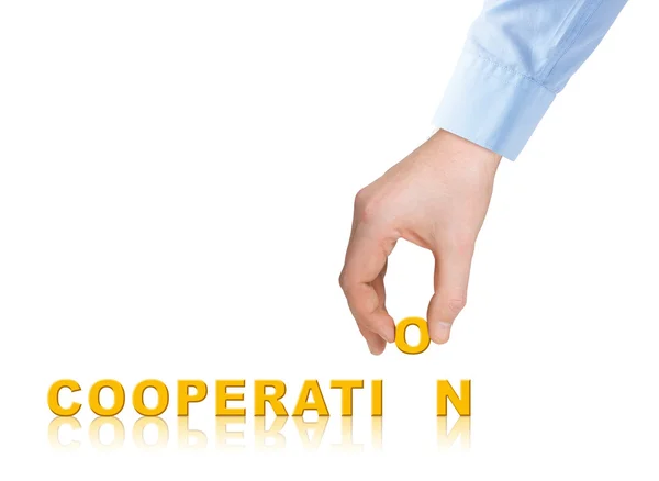 Hand and word Cooperation — Stock Photo, Image