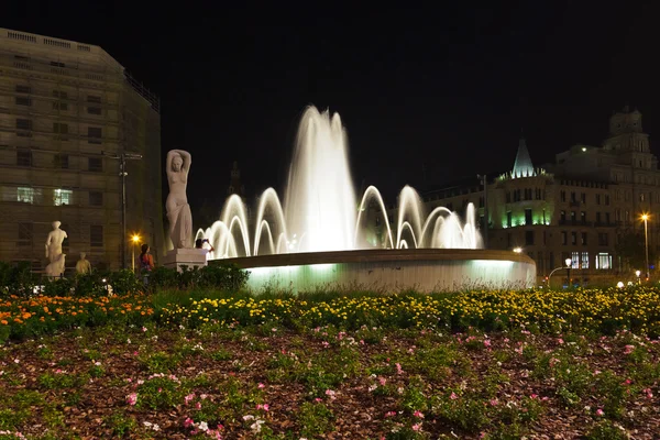Fountain in Catalonia Plaza at Barcelona Spain — Stock Photo, Image