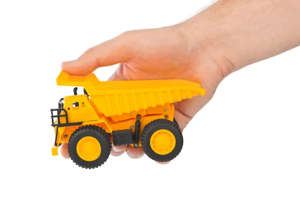 Carro de brinquedo caminhão na mão — Fotografia de Stock