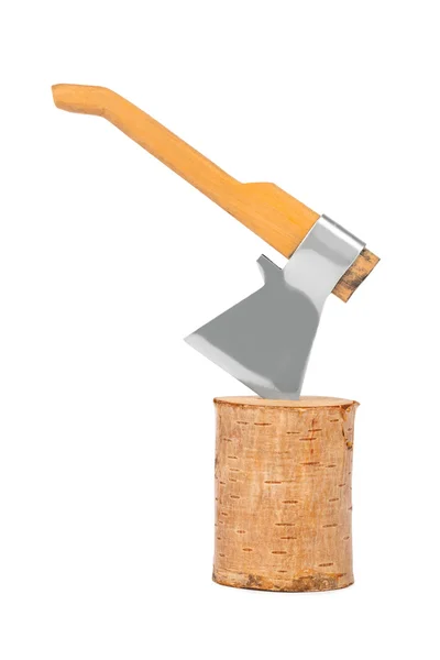 Log fogo madeira e machado — Fotografia de Stock