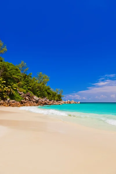 Tropikalnej plaży na wyspie praslin seychelles — Zdjęcie stockowe