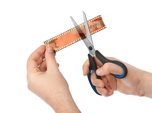 Photographic film and scissors — Stock Photo, Image