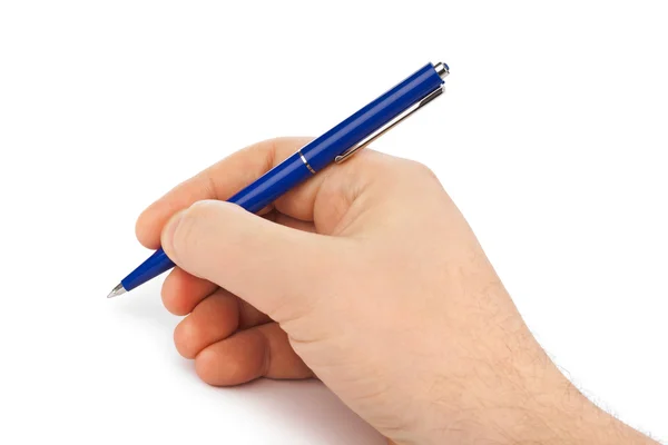 Pen in de hand — Stockfoto