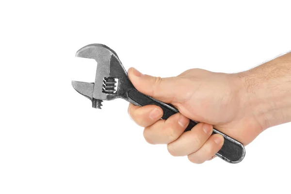 Llave ajustable en la mano — Foto de Stock