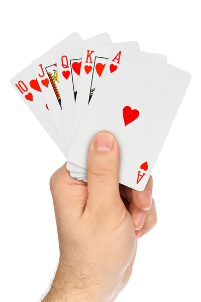 Hand mit Spielkarten — Stockfoto