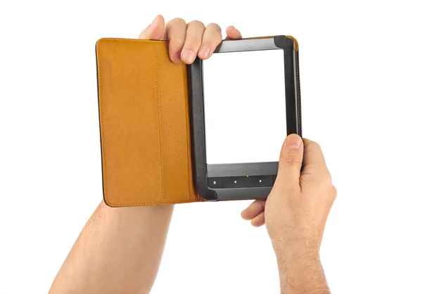 Hands with E-book reader — Stock Photo, Image