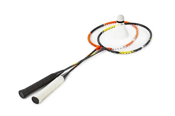 Badmintonschläger und Federball — Stockfoto